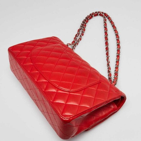 Chanel Red Quilted Lambskin Leather Classic Medium Double Flap Bag - Picture 2 of 12